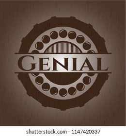 Genial wood icon or emblem