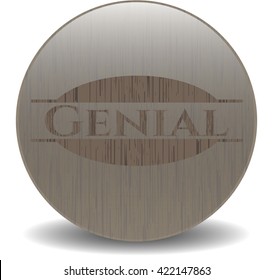 Genial wooden emblem. Retro