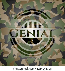 Genial written on a camo texture