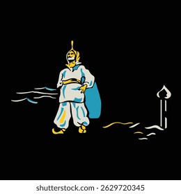 Genie Aladdin Diseño de Vector de personaje antiguo para camiseta y diseño de logotipo
