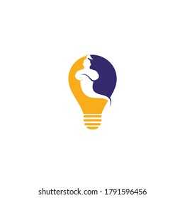Concepto de forma de bombilla Genie Diseño de logotipo. Logo del concepto de genio de la Fantasía Mágica.