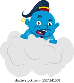 Genie en nube, ilustración, vector en fondo blanco.