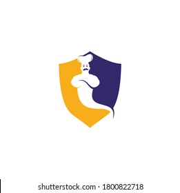 Genie Food Schild Form Konzept Logo Design. Design des Logos für die Lieferung von Lebensmitteln.