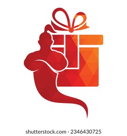 Genie Geschenkbox Logo Design Symbol Vektorgrafik. Genie Schleif-Logo-Illustration.