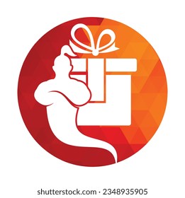 Genie gift box logo design icon vector. Genie bow logo illustration.