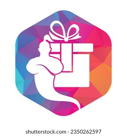 Genie gift box logo design icon vector. Genie bow logo illustration.