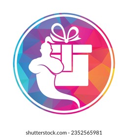 Genie gift box logo design icon vector. Genie bow logo illustration.