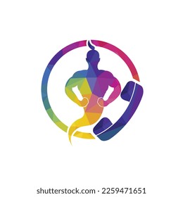 Genie con diseño de logotipo vectorial de auriculares.