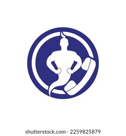 Genie with handset vector logo design.