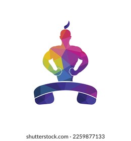 Genie con diseño de logotipo vectorial de auriculares.
