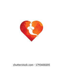 Diseño de logotipo para el concepto de forma de corazón genial. Logo del concepto de genio de la Fantasía Mágica.