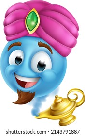 A genie of the lamp lamp emoticon cartoon face icon