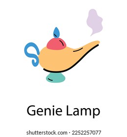 A genie lamp flat doodle icon