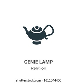 Genie lamp glyph icon vector on white background. Flat vector genie lamp icon symbol sign from modern religion collection for mobile concept and web apps design.