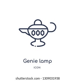 genie lamp icon from religion outline collection. Thin line genie lamp icon isolated on white background.