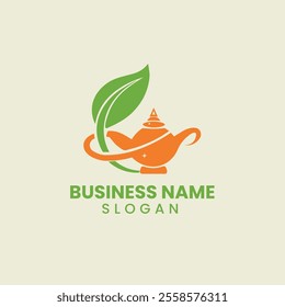 Genie Lamp Logo Design Vector