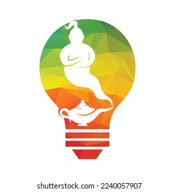 Genie with lamp logo designs vector. Genie and lam logo concept.