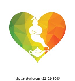 Genie with lamp logo designs vector. Genie and lam logo concept.