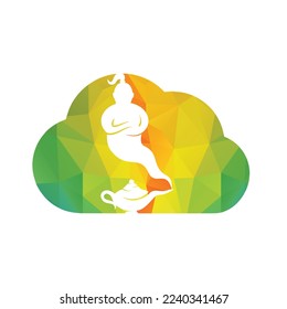 Genie with lamp logo designs vector. Genie and lam logo concept.