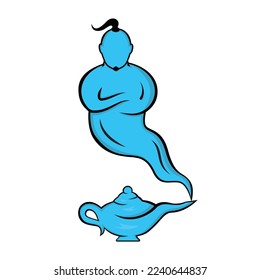 Genie mit dem Logo-Design Vektorgrafik. Logo-Konzept von Genie und Lam.