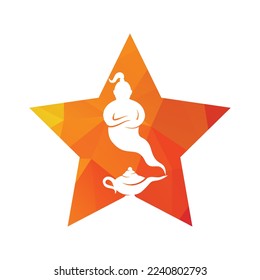 Genie with lamp logo designs vector. Genie and lam logo concept.