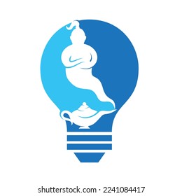 Genie with lamp logo designs vector. Genie and lam logo concept.