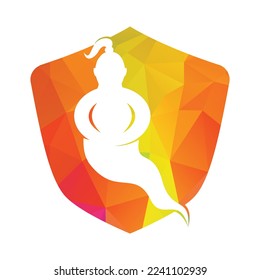 Genie with lamp logo designs vector. Genie and lam logo concept.