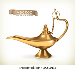Genie lamp, vector illustration