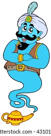 Genie from lamp    vector illustration 