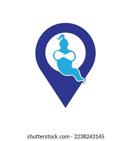 Genie Logo Design. Magic Fantasy genie concept logo.