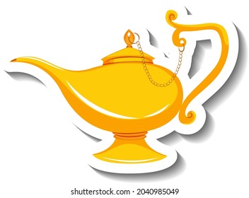 Genie Magic Lamp Cartoon Sticker illustration