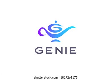 Genie Magic Lamp Logo Design Vector