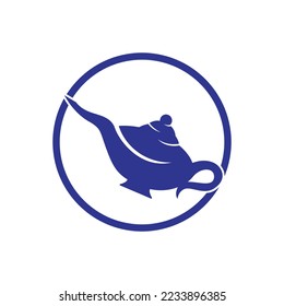 Vector de diseño del logotipo de la lámpara mágica Genie. Plantilla con el logotipo de la lámpara de linterna.