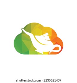 Genie magic lamp logo design vector. Lantern lamp logo template.