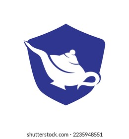 Genie magic lamp logo design vector. Lantern lamp logo template.