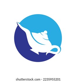 Vector de diseño del logotipo de la lámpara mágica Genie. Plantilla con el logotipo de la lámpara de linterna.