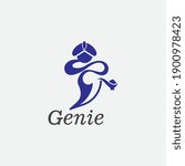 Genie and magic lamp logo image template illustration vector design