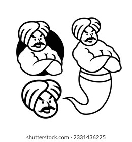 Genie mascot icon design illustration template