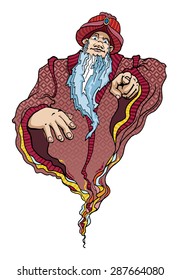 Genie pointing at you, vector illustration