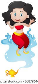 Genie in red costume illustration