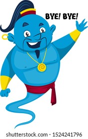 Genie saying bye, illustration, vector on white background.