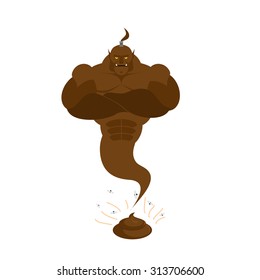 Genie from shit. Brown Magic ghost from crap. Vector illustration

