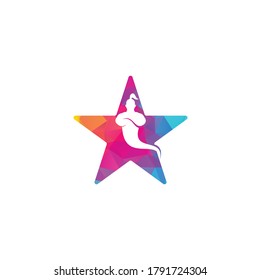 Diseño de logotipo con forma de estrella genérica. Logo del concepto de genio de la Fantasía Mágica.