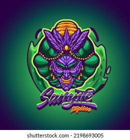 genie template mascot logo vector