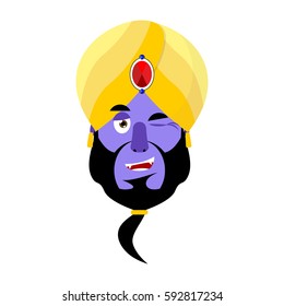 Genie winks Emoji. Magic ghost happy emotion
