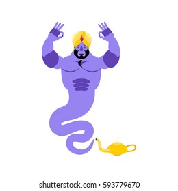 Genie yoga. Magic ghost yogi. Arabic magic spirit avatar