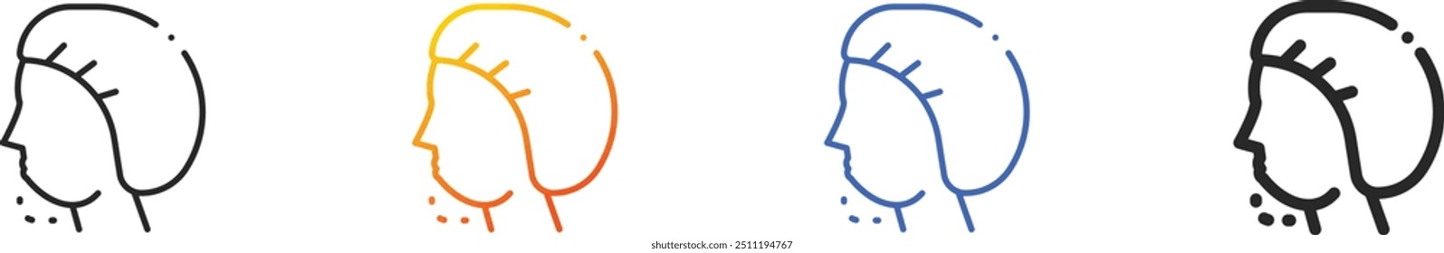 icono de genioplastia. Diseño lineal delgado, degradado, trazo azul y estilo audaz aislado sobre fondo blanco
