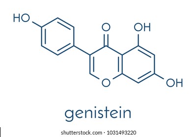 Genistein isoflavone molecule. Skeletal formula.