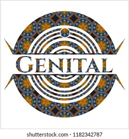 Genital arabic badge. Arabesque decoration.