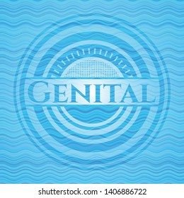 Genital water wave representation badge. Vector Illustration. Detailed.